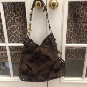 Coach purse in signature chocolate brown print